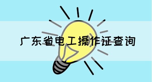 广东省电工操作证查询