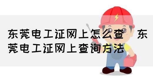 东莞电工证网上怎么查（东莞电工证网上查询方法）(图1)